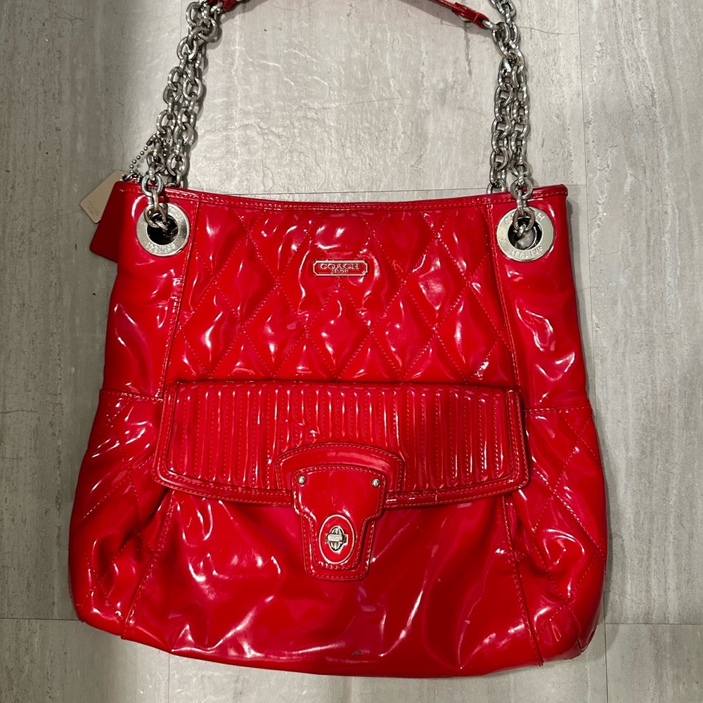 Patton Red Leather Coach Bag